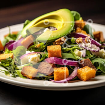 Intra Συλλεκτικό Ξύλινο Παζλ Plywood  4mm - Φρέσκια σαλάτα με αβοκάντο και τυρί φέτα Σε Ξύλινο Κουτί - Διαστάσεις: 10x10 cm – 25 κομμάτια - Image 1