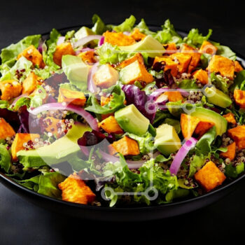 Intra Συλλεκτικό Ξύλινο Παζλ Plywood  4mm - Φρέσκια σαλάτα με γλυκοπατάτες και αβοκάντο Σε Ξύλινο Κουτί - Διαστάσεις: 10x10 cm – 25 κομμάτια - Image 1