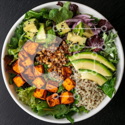 Intra Συλλεκτικό Ξύλινο Παζλ Plywood 4mm - Φρέσκια σαλατιέρα με κινόα και λαχανικά Σε Ξύλινο Κουτί - Διαστάσεις: 10x10 cm – 25 κομμάτια - Image 1