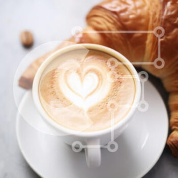 Intra Συλλεκτικό Ξύλινο Παζλ Plywood  4mm - Latte Art με κρουασάν Σε Ξύλινο Κουτί - Διαστάσεις: 10x10 cm – 25 κομμάτια - Image 1