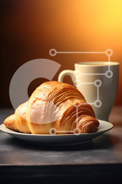 Intra Συλλεκτικό Ξύλινο Παζλ Plywood  4mm - Κρουασάν και καφές Σε Ξύλινο Κουτί - Διαστάσεις: 10x10 cm – 25 κομμάτια