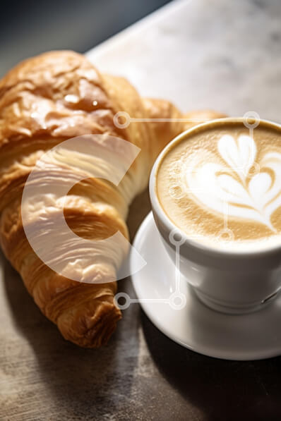 Intra Συλλεκτικό Ξύλινο Παζλ Plywood  4mm - Κρουασάν και Latte Art Σε Ξύλινο Κουτί - Διαστάσεις: 10x10 cm – 25 κομμάτια