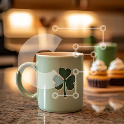 Intra Συλλεκτικό Ξύλινο Παζλ Plywood  4mm - Κούπα τριφύλλι με Cupcakes Σε Ξύλινο Κουτί - Διαστάσεις: 10x10 cm – 25 κομμάτια - Image 1