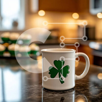 Intra Συλλεκτικό Ξύλινο Παζλ Plywood  4mm - Κούπα τριφύλλι σε ένα ζεστό περιβάλλον κουζίνας Σε Ξύλινο Κουτί - Διαστάσεις: 10x10 cm – 25 κομμάτια - Image 1