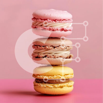 Intra Συλλεκτικό Ξύλινο Παζλ Plywood 4mm - Πολύχρωμα μακαρόν στοιβάζονται σε ροζ φόντο Σε Ξύλινο Κουτί - Διαστάσεις: 10x10 cm – 25 κομμάτια - Image 1