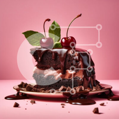 Intra Συλλεκτικό Ξύλινο Παζλ Plywood  4mm - Decadent κέικ σοκολάτας με κεράσια Σε Ξύλινο Κουτί - Διαστάσεις: 10x10 cm – 25 κομμάτια - Image 1