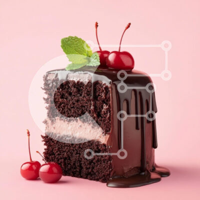 Intra Συλλεκτικό Ξύλινο Παζλ Plywood  4mm - Φέτα κέικ σοκολάτας με κεράσια Σε Ξύλινο Κουτί - Διαστάσεις: 10x10 cm – 25 κομμάτια - Image 1
