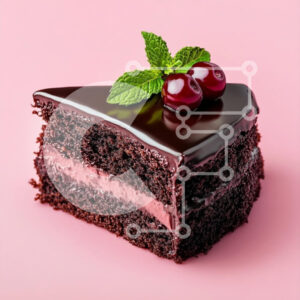Intra Συλλεκτικό Ξύλινο Παζλ Plywood  4mm - Νόστιμη φέτα κέικ σοκολάτας με μέντα και κεράσια Σε Ξύλινο Κουτί - Διαστάσεις: 10x10 cm – 25 κομμάτια