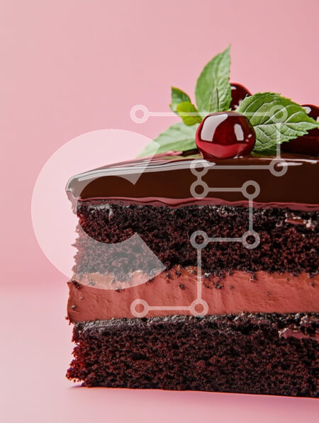 Intra Συλλεκτικό Ξύλινο Παζλ Plywood  4mm - Νόστιμη φέτα κέικ σοκολάτας με γαρνιτούρα με μέντα και κεράσι Σε Ξύλινο Κουτί - Διαστάσεις: 10x10 cm – 25 κομμάτια