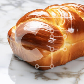 Intra Συλλεκτικό Ξύλινο Παζλ Plywood  4mm - Φρεσκοψημένο ψωμί Brioche σε μαρμάρινη επιφάνεια Σε Ξύλινο Κουτί - Διαστάσεις: 10x10 cm – 25 κομμάτια - Image 1