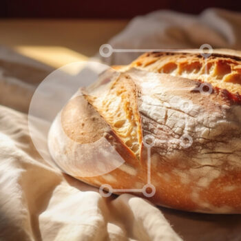 Intra Συλλεκτικό Ξύλινο Παζλ Plywood  4mm - Φρεσκοψημένο καρβέλι ψωμί σε ύφασμα Σε Ξύλινο Κουτί - Διαστάσεις: 10x10 cm – 25 κομμάτια - Image 1