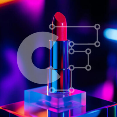 Intra Συλλεκτικό Ξύλινο Παζλ Plywood  4mm - Κομψό κόκκινο κραγιόν με νέον φόντο Σε Ξύλινο Κουτί - Διαστάσεις: 10x10 cm – 25 κομμάτια - Image 1