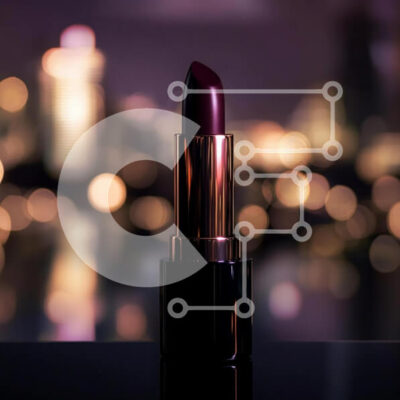 Intra Συλλεκτικό Ξύλινο Παζλ Plywood  4mm - Κομψό μπορντό κραγιόν ενάντια σε ένα αστικό τοπίο Σε Ξύλινο Κουτί - Διαστάσεις: 10x10 cm – 25 κομμάτια - Image 1