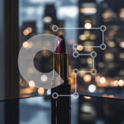 Intra Συλλεκτικό Ξύλινο Παζλ Plywood  4mm - Μωβ κραγιόν με φόντο το αστικό τοπίο Σε Ξύλινο Κουτί - Διαστάσεις: 10x10 cm – 25 κομμάτια - Image 1