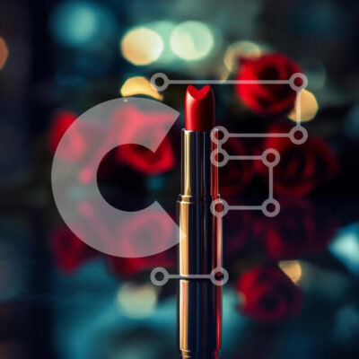 Intra Συλλεκτικό Ξύλινο Παζλ Plywood  4mm - Κομψό κόκκινο κραγιόν με τριαντάφυλλα Σε Ξύλινο Κουτί - Διαστάσεις: 10x10 cm – 25 κομμάτια - Image 1