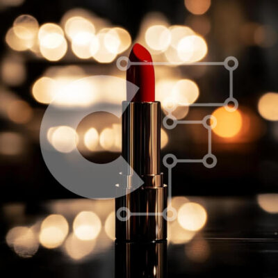 Intra Συλλεκτικό Ξύλινο Παζλ Plywood  4mm - Κομψό κόκκινο κραγιόν με θολά χρυσά φώτα Σε Ξύλινο Κουτί - Διαστάσεις: 10x10 cm – 25 κομμάτια - Image 1