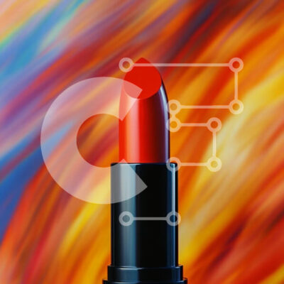 Intra Συλλεκτικό Ξύλινο Παζλ Plywood  4mm - Ζωντανό κόκκινο κραγιόν με αφηρημένο φόντο Σε Ξύλινο Κουτί - Διαστάσεις: 10x10 cm – 25 κομμάτια - Image 1