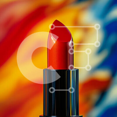 Intra Συλλεκτικό Ξύλινο Παζλ Plywood  4mm - Κόκκινο κραγιόν σε πολύχρωμο φόντο Σε Ξύλινο Κουτί - Διαστάσεις: 10x10 cm – 25 κομμάτια - Image 1