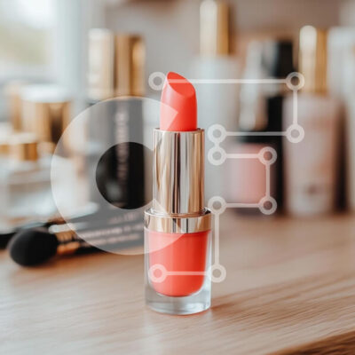 Intra Συλλεκτικό Ξύλινο Παζλ Plywood  4mm - Κοραλί κραγιόν σε ξύλινη επιφάνεια Σε Ξύλινο Κουτί - Διαστάσεις: 10x10 cm – 25 κομμάτια - Image 1