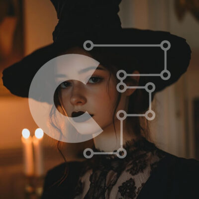 Intra Συλλεκτικό Ξύλινο Παζλ Plywood  4mm - Γοτθική γυναίκα με καπέλο μάγισσας Σε Ξύλινο Κουτί - Διαστάσεις: 10x10 cm – 25 κομμάτια - Image 1