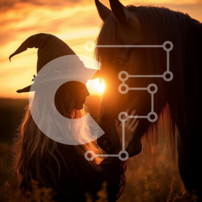 Intra Συλλεκτικό Ξύλινο Παζλ Plywood  4mm - Μαγευτικό ηλιοβασίλεμα με μάγισσα και άλογο Σε Ξύλινο Κουτί - Διαστάσεις: 10x10 cm – 25 κομμάτια - Image 1