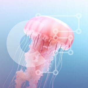 Intra Συλλεκτικό Ξύλινο Παζλ Plywood  4mm - Χαριτωμένη μέδουσα σε γαλήνιο υποβρύχιο περιβάλλον Σε Ξύλινο Κουτί - Διαστάσεις: 10x10 cm – 25 κομμάτια