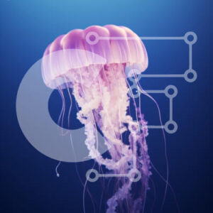 Intra Συλλεκτικό Ξύλινο Παζλ Plywood  4mm - Χαριτωμένη μέδουσα σε βαθύ μπλε νερό Σε Ξύλινο Κουτί - Διαστάσεις: 10x10 cm – 25 κομμάτια