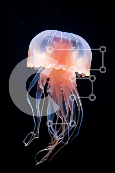 Intra Συλλεκτικό Ξύλινο Παζλ Plywood  4mm - Ημιδιάφανη μέδουσα στο σκοτεινό νερό Σε Ξύλινο Κουτί - Διαστάσεις: 10x10 cm – 25 κομμάτια