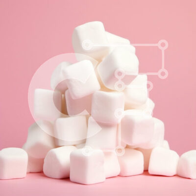 Intra Συλλεκτικό Ξύλινο Παζλ Plywood  4mm - Σωρός από Marshmallows σε ροζ φόντο Σε Ξύλινο Κουτί - Διαστάσεις: 10x10 cm – 25 κομμάτια - Image 1