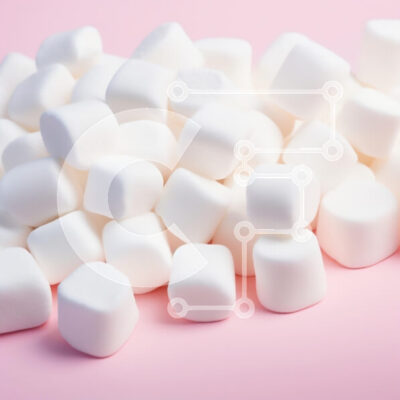 Intra Συλλεκτικό Ξύλινο Παζλ Plywood  4mm - Αφράτα Marshmallows σε ροζ φόντο Σε Ξύλινο Κουτί - Διαστάσεις: 10x10 cm – 25 κομμάτια - Image 1