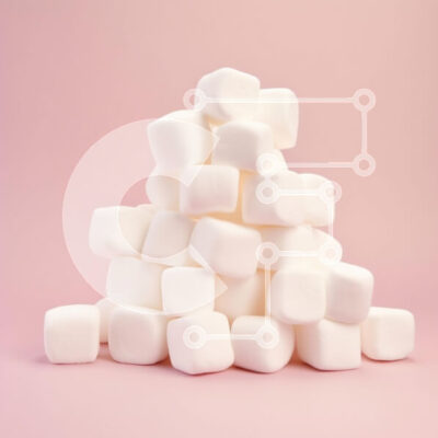 Intra Συλλεκτικό Ξύλινο Παζλ Plywood  4mm - Στοίβα από White Marshmallows σε ροζ φόντο Σε Ξύλινο Κουτί - Διαστάσεις: 10x10 cm – 25 κομμάτια - Image 1