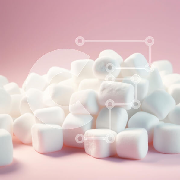 Intra Συλλεκτικό Ξύλινο Παζλ Plywood  4mm - Σωρός από Marshmallows σε ροζ φόντο Σε Ξύλινο Κουτί - Διαστάσεις: 10x10 cm – 25 κομμάτια