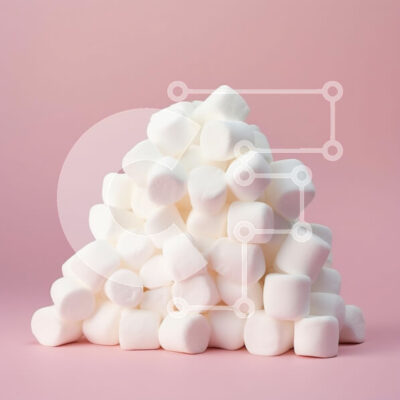 Intra Συλλεκτικό Ξύλινο Παζλ Plywood  4mm - Στοιβαγμένα Marshmallows σε ροζ φόντο Σε Ξύλινο Κουτί - Διαστάσεις: 10x10 cm – 25 κομμάτια - Image 1