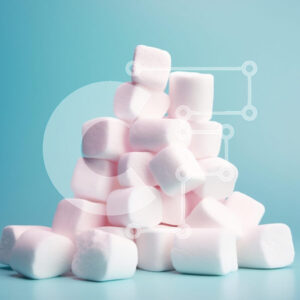 Intra Συλλεκτικό Ξύλινο Παζλ Plywood  4mm - Στοίβα από χνουδωτά Marshmallows σε μπλε φόντο Σε Ξύλινο Κουτί - Διαστάσεις: 10x10 cm – 25 κομμάτια