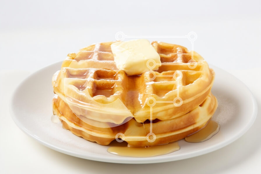 Intra Συλλεκτικό Ξύλινο Παζλ Plywood  4mm - Λαχταριστές βάφλες με βούτυρο και σιρόπι Σε Ξύλινο Κουτί - Διαστάσεις: 10x10 cm – 25 κομμάτια