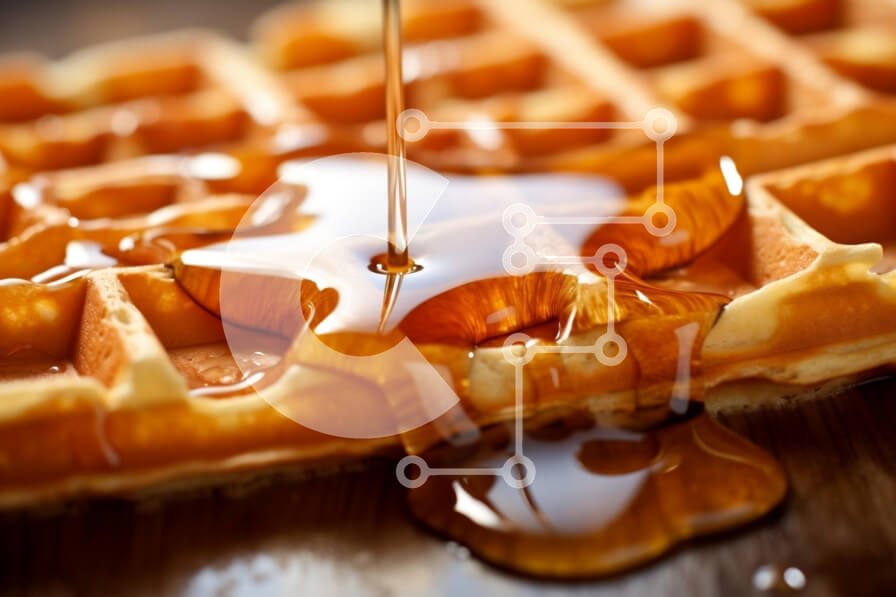 Intra Συλλεκτικό Ξύλινο Παζλ Plywood  4mm - Κοντινό πλάνο της βάφλας με το σιρόπι Σε Ξύλινο Κουτί - Διαστάσεις: 10x10 cm – 25 κομμάτια