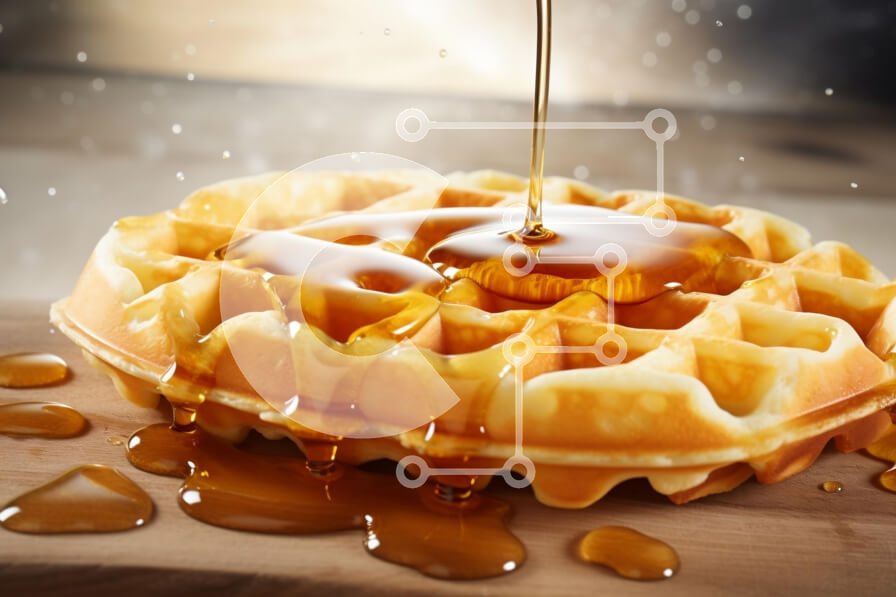 Intra Συλλεκτικό Ξύλινο Παζλ Plywood  4mm - Λαχταριστή βάφλα με σιρόπι Σε Ξύλινο Κουτί - Διαστάσεις: 10x10 cm – 25 κομμάτια