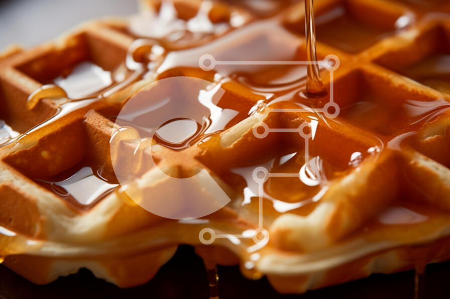 Intra Συλλεκτικό Ξύλινο Παζλ Plywood  4mm - Κοντινό πλάνο της βάφλας με το σιρόπι Σε Ξύλινο Κουτί - Διαστάσεις: 10x10 cm – 25 κομμάτια