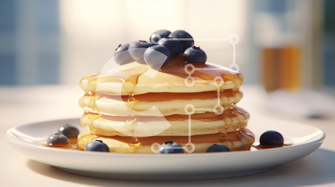 Intra Συλλεκτικό Ξύλινο Παζλ Plywood  4mm - Στοίβα από αφράτες τηγανίτες με βατόμουρα και σιρόπι Σε Ξύλινο Κουτί - Διαστάσεις: 10x10 cm – 25 κομμάτια