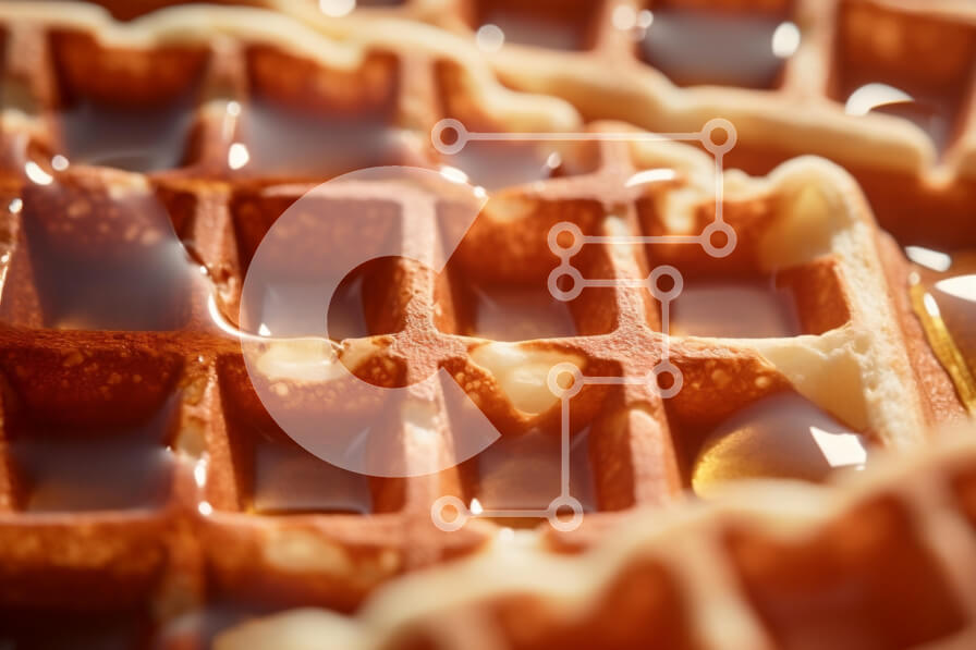 Intra Συλλεκτικό Ξύλινο Παζλ Plywood  4mm - Κοντινό πλάνο βάφλες με σιρόπι Σε Ξύλινο Κουτί - Διαστάσεις: 10x10 cm – 25 κομμάτια