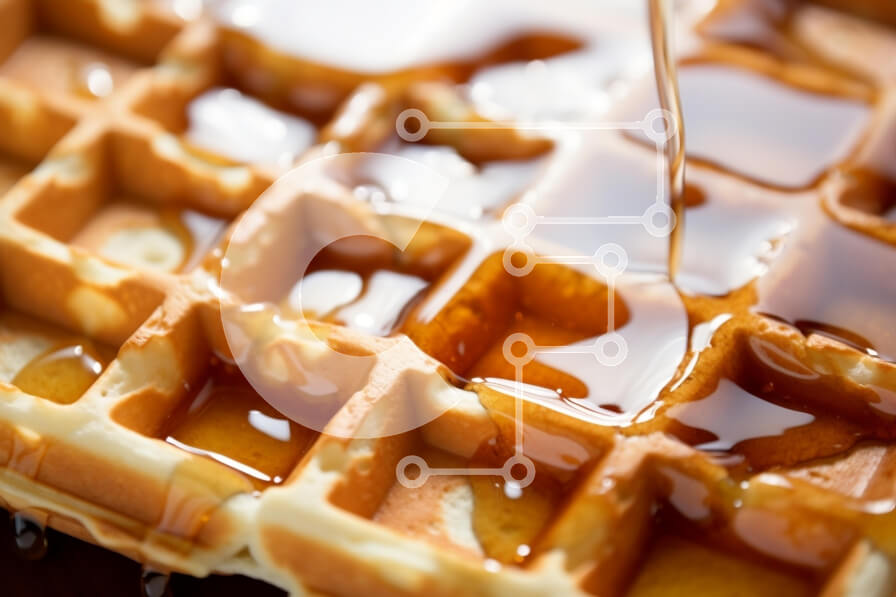 Intra Συλλεκτικό Ξύλινο Παζλ Plywood  4mm - Κοντινό πλάνο βάφλα με σιρόπι Σε Ξύλινο Κουτί - Διαστάσεις: 10x10 cm – 25 κομμάτια