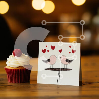 Intra Συλλεκτικό Ξύλινο Παζλ Plywood  4mm - Κάρτα Cupcake και Love Birds Σε Ξύλινο Κουτί - Διαστάσεις: 10x10 cm – 25 κομμάτια - Image 1