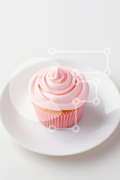 Intra Συλλεκτικό Ξύλινο Παζλ Plywood  4mm - Νόστιμο ροζ παγωμένο cupcake σε λευκό πιάτο Σε Ξύλινο Κουτί - Διαστάσεις: 10x10 cm – 25 κομμάτια