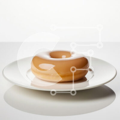 Intra Συλλεκτικό Ξύλινο Παζλ Plywood  4mm - Γυαλισμένο ντόνατ σε λευκό πιάτο Σε Ξύλινο Κουτί - Διαστάσεις: 10x10 cm – 25 κομμάτια - Image 1