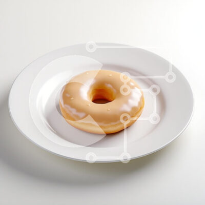 Intra Συλλεκτικό Ξύλινο Παζλ Plywood  4mm - Γυαλισμένο ντόνατ σε λευκό πιάτο Σε Ξύλινο Κουτί - Διαστάσεις: 10x10 cm – 25 κομμάτια - Image 1