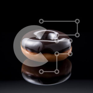 Intra Συλλεκτικό Ξύλινο Παζλ Plywood  4mm - Σοκολατένιο ντόνατ σε ανακλαστική επιφάνεια Σε Ξύλινο Κουτί - Διαστάσεις: 10x10 cm – 25 κομμάτια