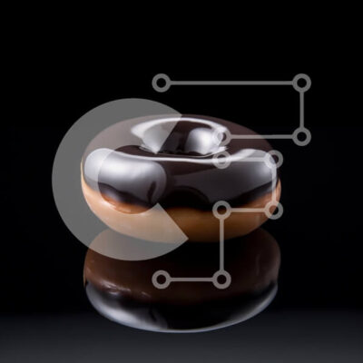 Intra Συλλεκτικό Ξύλινο Παζλ Plywood  4mm - Σοκολατένιο ντόνατ σε ανακλαστική επιφάνεια Σε Ξύλινο Κουτί - Διαστάσεις: 10x10 cm – 25 κομμάτια - Image 1