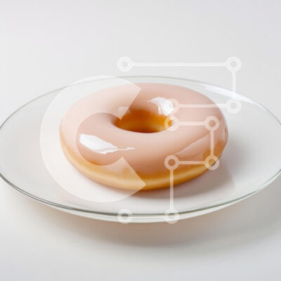 Intra Συλλεκτικό Ξύλινο Παζλ Plywood  4mm - Γυαλισμένο ντόνατ σε λευκό πιάτο Σε Ξύλινο Κουτί - Διαστάσεις: 10x10 cm – 25 κομμάτια - Image 1