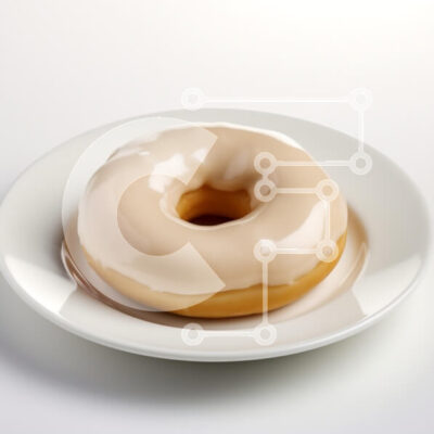 Intra Συλλεκτικό Ξύλινο Παζλ Plywood  4mm - Γυαλισμένο ντόνατ σε λευκό πιάτο Σε Ξύλινο Κουτί - Διαστάσεις: 10x10 cm – 25 κομμάτια - Image 1