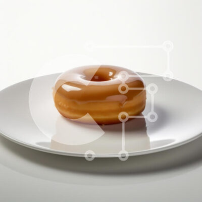 Intra Συλλεκτικό Ξύλινο Παζλ Plywood  4mm - Γυαλισμένο ντόνατ σε λευκό πιάτο Σε Ξύλινο Κουτί - Διαστάσεις: 10x10 cm – 25 κομμάτια - Image 1